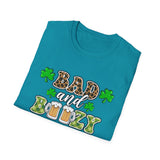 Bad And Boozy St Patrick's Day Softstyle T Shirt - Funny Shirt, St Patties Shirt, Green Shirt