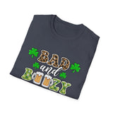Bad And Boozy St Patrick's Day Softstyle T Shirt - Funny Shirt, St Patties Shirt, Green Shirt