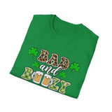 Bad And Boozy St Patrick's Day Softstyle T Shirt - Funny Shirt, St Patties Shirt, Green Shirt