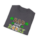 Bad And Boozy St Patrick's Day Softstyle T Shirt - Funny Shirt, St Patties Shirt, Green Shirt