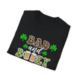 Bad And Boozy St Patrick's Day Softstyle T Shirt - Funny Shirt, St Patties Shirt, Green Shirt