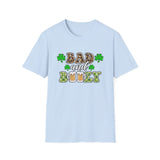 Bad And Boozy St Patrick's Day Softstyle T Shirt - Funny Shirt, St Patties Shirt, Green Shirt