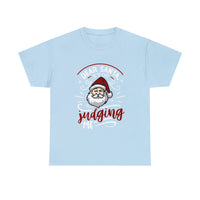 Santa Stop Judging Me Christmas Shirt - Christmas Holiday Graphic T Shirt Short Sleeve Unisex Jersey Tee