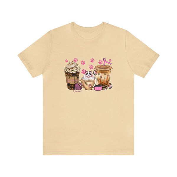 Cat Coffee T Shirt - Bella Canvas Shirt - Unisex Jersey Tee