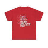 Innocent Until Proven Guilty Funny Shirt - Christmas Funny Holiday Graphic T Shirt Short Sleeve Unisex Jersey Tee