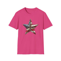 USA Flag Star 4th of July - Unisex Softstyle T-Shirt