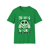 Feeling Luck Smiley Face St Patrick's Day Softstyle T Shirt - Funny Shirt, St Patties Shirt, Green Shirt