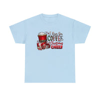 I Run On Coffee And Christmas Cheer Funny Shirt - Christmas Funny Holiday Graphic T Shirt Short Sleeve Unisex Jersey Tee