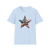USA Flag Star 4th of July - Unisex Softstyle T-Shirt