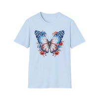 Watercolor Butterfly 4th of July - Unisex Softstyle T-Shirt