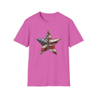 USA Flag Star 4th of July - Unisex Softstyle T-Shirt