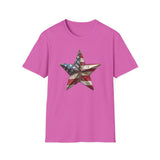USA Flag Star 4th of July - Unisex Softstyle T-Shirt