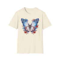 Watercolor Butterfly 4th of July - Unisex Softstyle T-Shirt