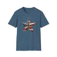 USA Flag Star 4th of July - Unisex Softstyle T-Shirt