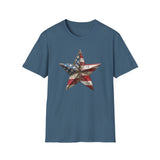USA Flag Star 4th of July - Unisex Softstyle T-Shirt