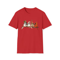 Cardinal Chickadees Branch - Christmas Holly Birds Celebrate Fall  Unisex Softstyle T-Shirt