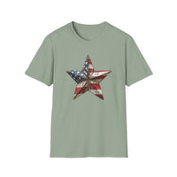 USA Flag Star 4th of July - Unisex Softstyle T-Shirt