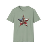 USA Flag Star 4th of July - Unisex Softstyle T-Shirt