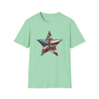 USA Flag Star 4th of July - Unisex Softstyle T-Shirt