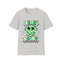 Feeling Luck Smiley Face St Patrick's Day Softstyle T Shirt - Funny Shirt, St Patties Shirt, Green Shirt