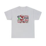 Ho Ho Ho Pour The Merlot Funny Shirt - Christmas Funny Holiday Graphic T Shirt Short Sleeve Unisex Jersey Tee