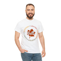 Fall Shirt - Bonfires Leaves Pumpkin Harvest Family - Unisex Heavy Cotton Tee