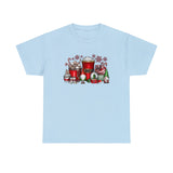 Christmas Coffee Gnome Funny Shirt - Christmas Funny Holiday Graphic T Shirt Short Sleeve Unisex Jersey Tee