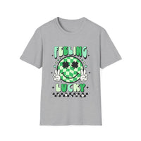 Feeling Luck Smiley Face St Patrick's Day Softstyle T Shirt - Funny Shirt, St Patties Shirt, Green Shirt