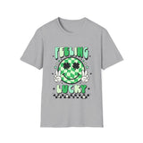 Feeling Luck Smiley Face St Patrick's Day Softstyle T Shirt - Funny Shirt, St Patties Shirt, Green Shirt