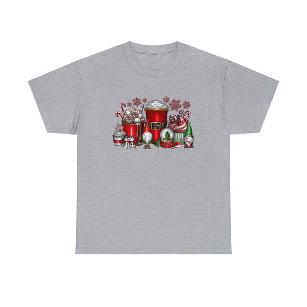 Christmas Coffee Gnome Funny Shirt - Christmas Funny Holiday Graphic T Shirt Short Sleeve Unisex Jersey Tee