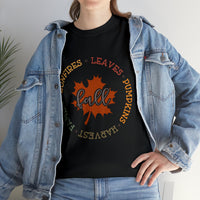 Fall Shirt - Bonfires Leaves Pumpkin Harvest Family - Unisex Heavy Cotton Tee