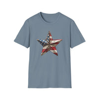USA Flag Star 4th of July - Unisex Softstyle T-Shirt