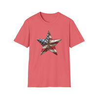 USA Flag Star 4th of July - Unisex Softstyle T-Shirt