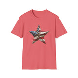 USA Flag Star 4th of July - Unisex Softstyle T-Shirt