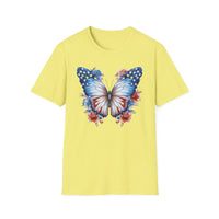 Watercolor Butterfly 4th of July - Unisex Softstyle T-Shirt
