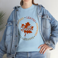 Fall Shirt - Bonfires Leaves Pumpkin Harvest Family - Unisex Heavy Cotton Tee