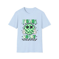 Feeling Luck Smiley Face St Patrick's Day Softstyle T Shirt - Funny Shirt, St Patties Shirt, Green Shirt