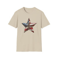 USA Flag Star 4th of July - Unisex Softstyle T-Shirt