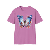 Watercolor Butterfly 4th of July - Unisex Softstyle T-Shirt