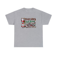 Dear Santa Just Bring Wine Funny Shirt - Christmas Funny Holiday Graphic T Shirt Short Sleeve Unisex Jersey Tee