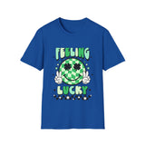 Feeling Luck Smiley Face St Patrick's Day Softstyle T Shirt - Funny Shirt, St Patties Shirt, Green Shirt