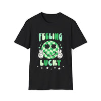 Feeling Luck Smiley Face St Patrick's Day Softstyle T Shirt - Funny Shirt, St Patties Shirt, Green Shirt