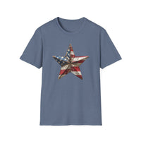 USA Flag Star 4th of July - Unisex Softstyle T-Shirt