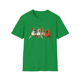 Cardinal Chickadees Branch - Christmas Holly Birds Celebrate Fall  Unisex Softstyle T-Shirt