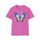 Watercolor Butterfly 4th of July - Unisex Softstyle T-Shirt