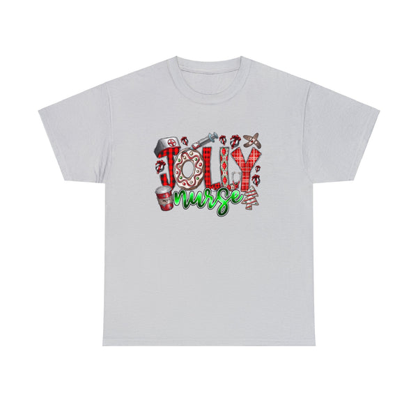 Jolly Nurse Christmas Funny Shirt - Christmas Funny Holiday Graphic T Shirt Short Sleeve Unisex Jersey Tee