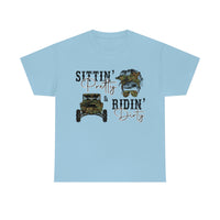 Sittin Pretty Riddin Dirty - Country Life Cotton T-Shirt - Graphic Tees For Women Men Country Shirt Farmhouse Country T Shirt