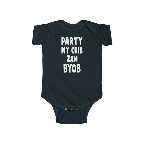 My Crib Onesie Wt - Baby Gift, Baby Shower, Baby Present, Baby Birthday, Pregnancy Announcement, New Mom - Infant Fine Jersey Bo