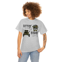 Sittin Pretty Riddin Dirty - Country Life Cotton T-Shirt - Graphic Tees For Women Men Country Shirt Farmhouse Country T Shirt