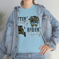 Sittin Pretty Riddin Dirty - Country Life Cotton T-Shirt - Graphic Tees For Women Men Country Shirt Farmhouse Country T Shirt